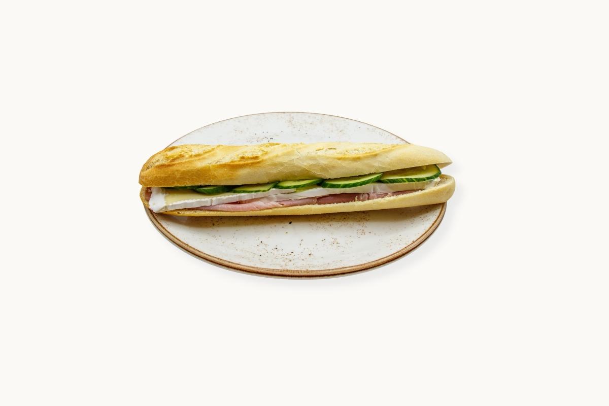 Ham, Brie, Cucumber Baguette